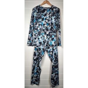 Chill Chasers by Cuddl Duds Womens XL Thermal Base Layer Set Blue Black Abstract